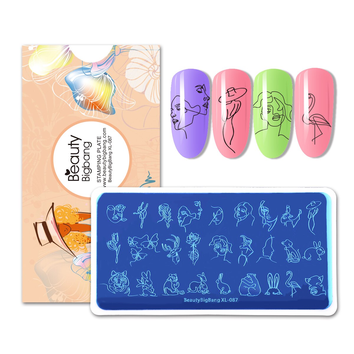 Beauty bigbang-plaques de timbres avec motif géométrique pour manucure, images fleur, pochoirs, pour Nail Art, XL-087