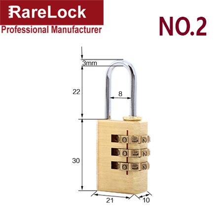 Mini Brass Combination Padlock Copper Padlock Password Lock for Warehouse Cabinet Bags Gym Locker Rarelock A: NO 2