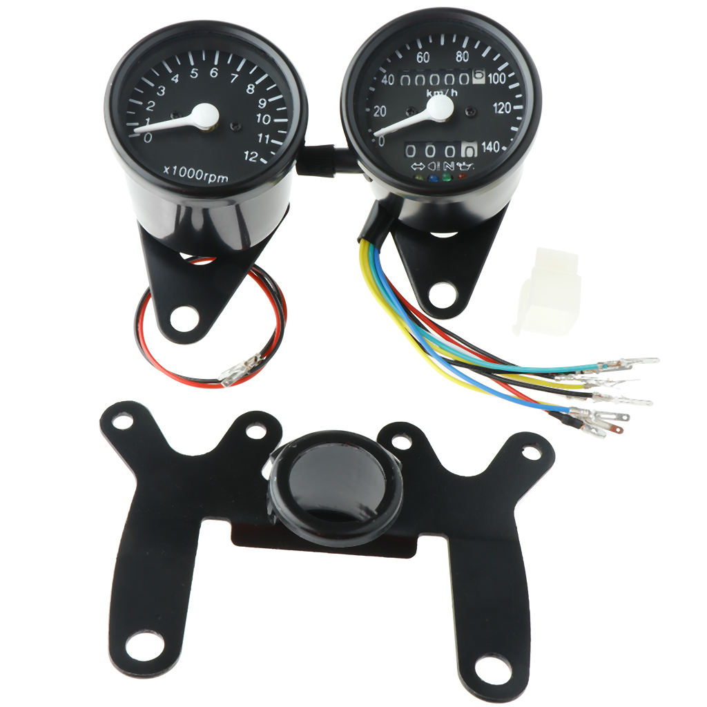 12V Motorcycle Retro LCD Speedometer Odometer Tachometer Multifunction Fuel Gauge Assembly