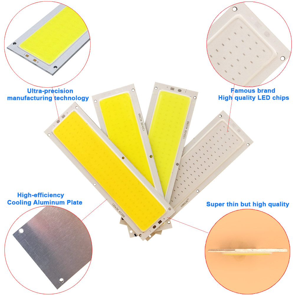 Placa de luz LED COB para interior y exterior, lámpara de 12V, 2W-300W, Chip de diodo emisor, bombillas para el hogar y el coche, DIY,
