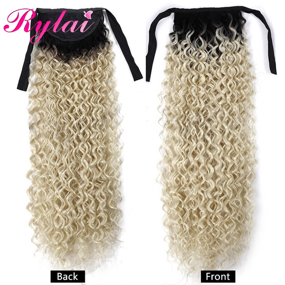 Rylai Wrap Koord Met Clip Voor Vrouwen 20 Inch Jerry Krullend Lip In Synthetische Paardenstaart Haarverlenging