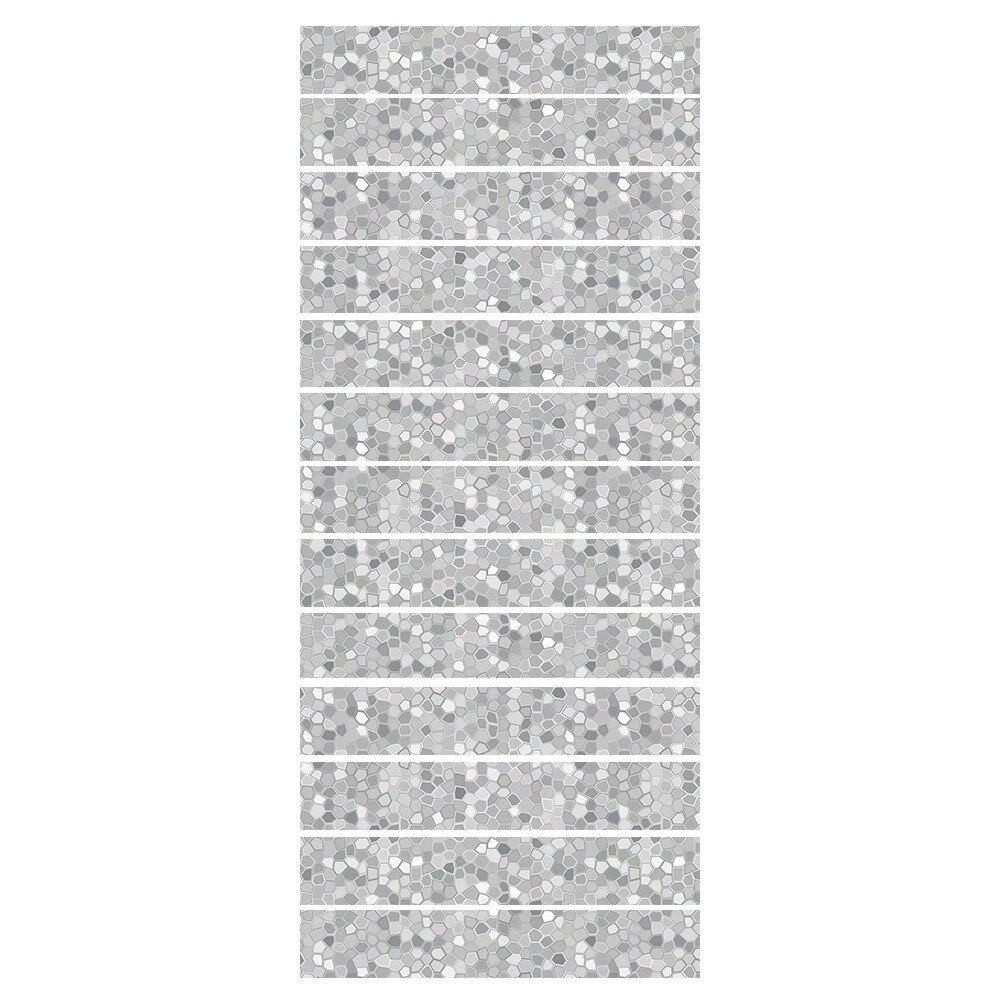 Juego de 13 unidades de pegatinas para escaleras de mosaico de Pvc blanco y gris, decoración para el hogar Diy, adhesivos creativos para azulejo de pared impermeable, pegatinas para escalones
