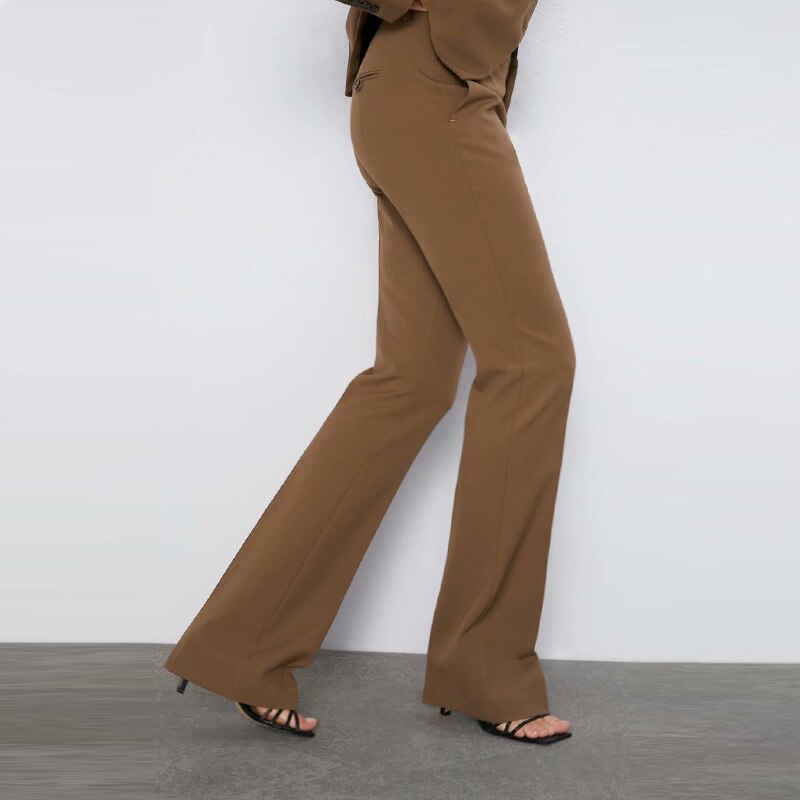 Traje de pantalón doble botonadura para mujer, chaqueta con muescas y pantalón, conjunto de dos piezas para mujer, ropa de oficina otoño , trajes para mujer: Pant  / M