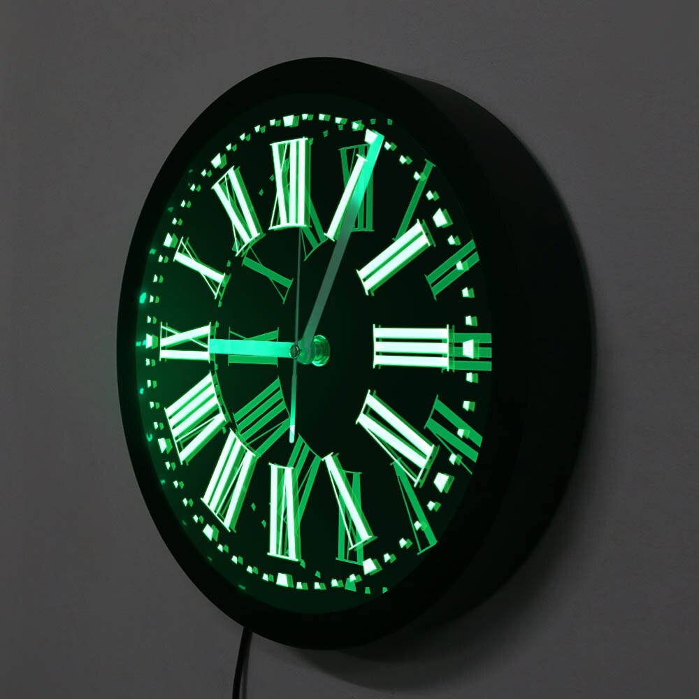 Modern Romeinse Cijfers Vintage Wandklok Led Backlight Lichtgevende Romeinse Cijfers Verlichte Wandklok Horloge Slaapkamer Night Lamp