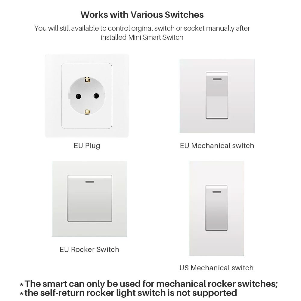 16a diy mini smart wlan-schalter mit 2- -wege-steuerung, smart-home-automatisierungsmodul, kompatibel mit alexa, google home, tuya und der smart life app.