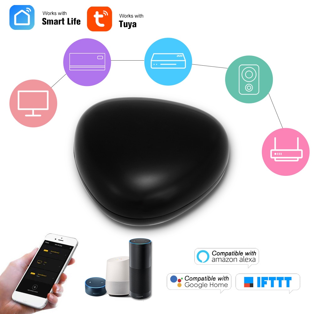 Tuya universel intelligent IR Hub télécommande commande vocale pour climatiseur TV travail avec Alexa Google accueil Assistant Smartphone