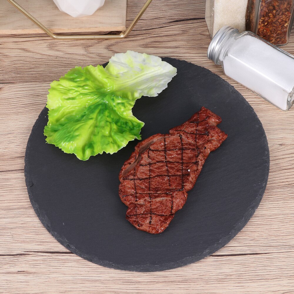 1pc natuurlijke leisteen borden restaurant steak sushi display schaal zwarte slabstone barbecue pan banketbord serveerschaal  (25cm ronde)