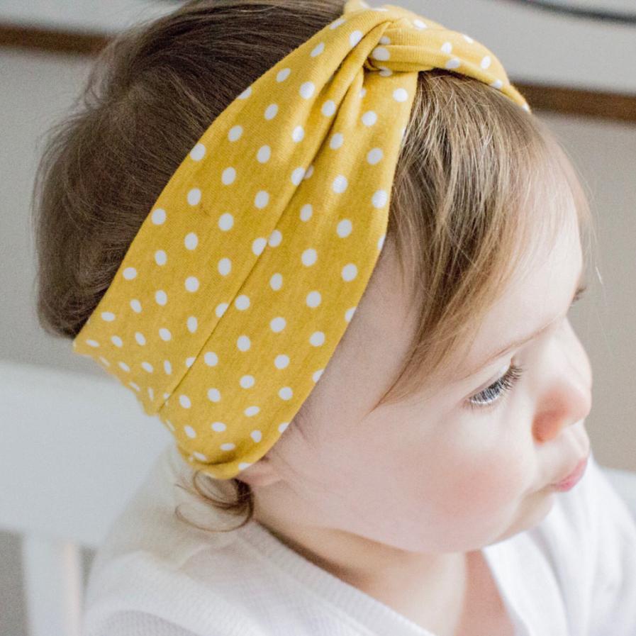 Cute Baby Toddler Infant Headband Dot Printing Stretch Hairband Headwear hair accessoriesbaby headband: Yellow