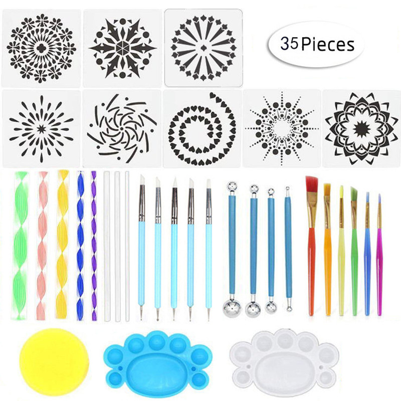 Mandala Dotting Tools for Painting Rocks Mandala Painting Dotting Stencil Dot Multifunction Embossing Dot Kit Mandala Tool Kit