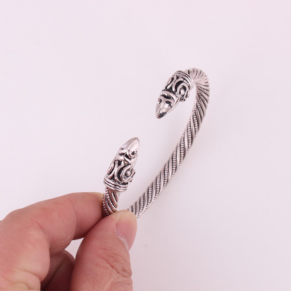 Viking kraai mammen raven carter armband mannelijke heidense sieraden vergulde antieke gouden viking bangle manchet armband