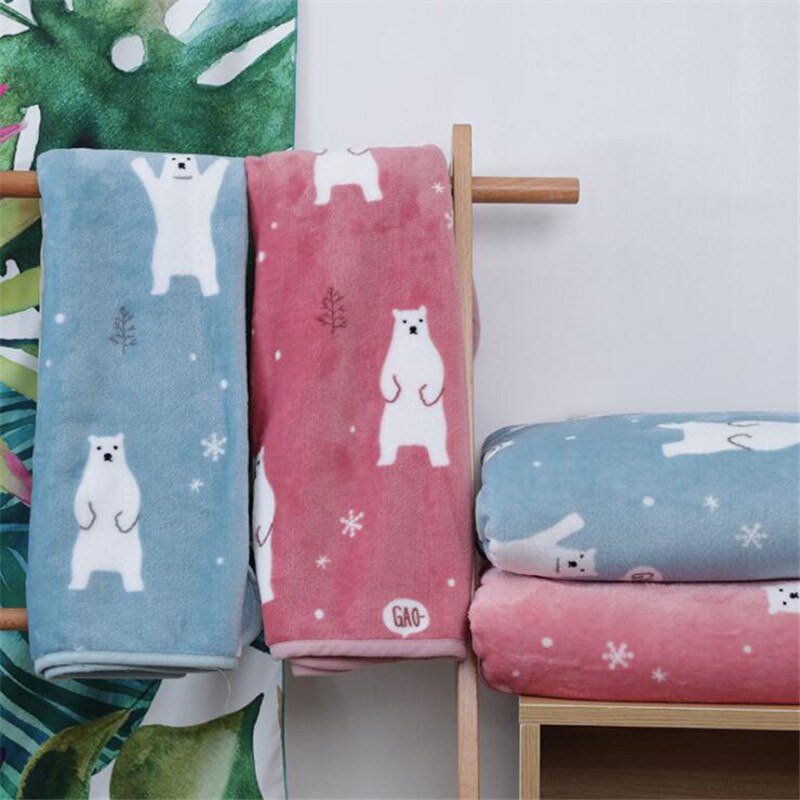 Manta para dormir con dibujos de oso Polar para niños, para siesta colcha, suministros para bebés, Franela suave