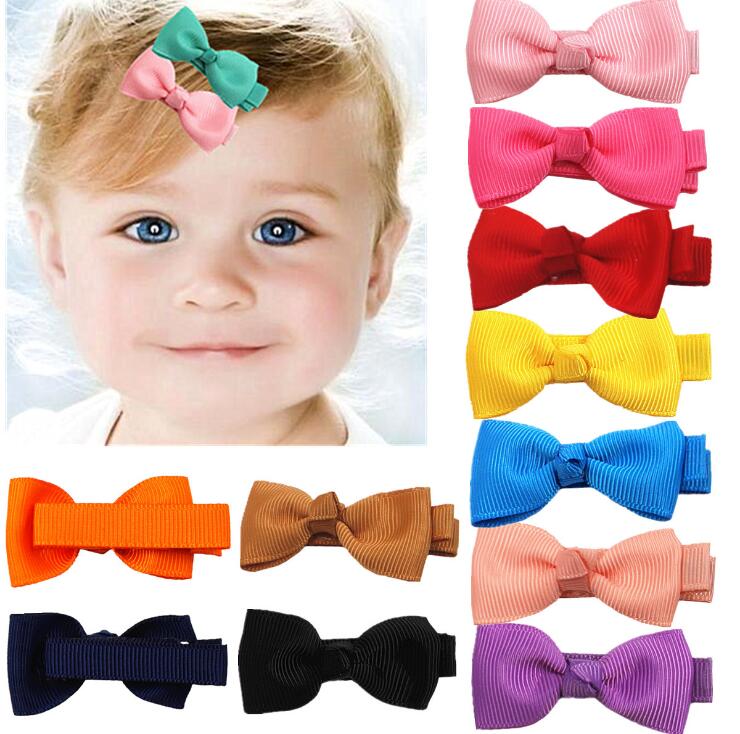 Nuovo 12 pz/moda solida neonata nastro mini fermaglio per capelli accessori spillo per bambini capelli fiocco barrette tornante copricapo