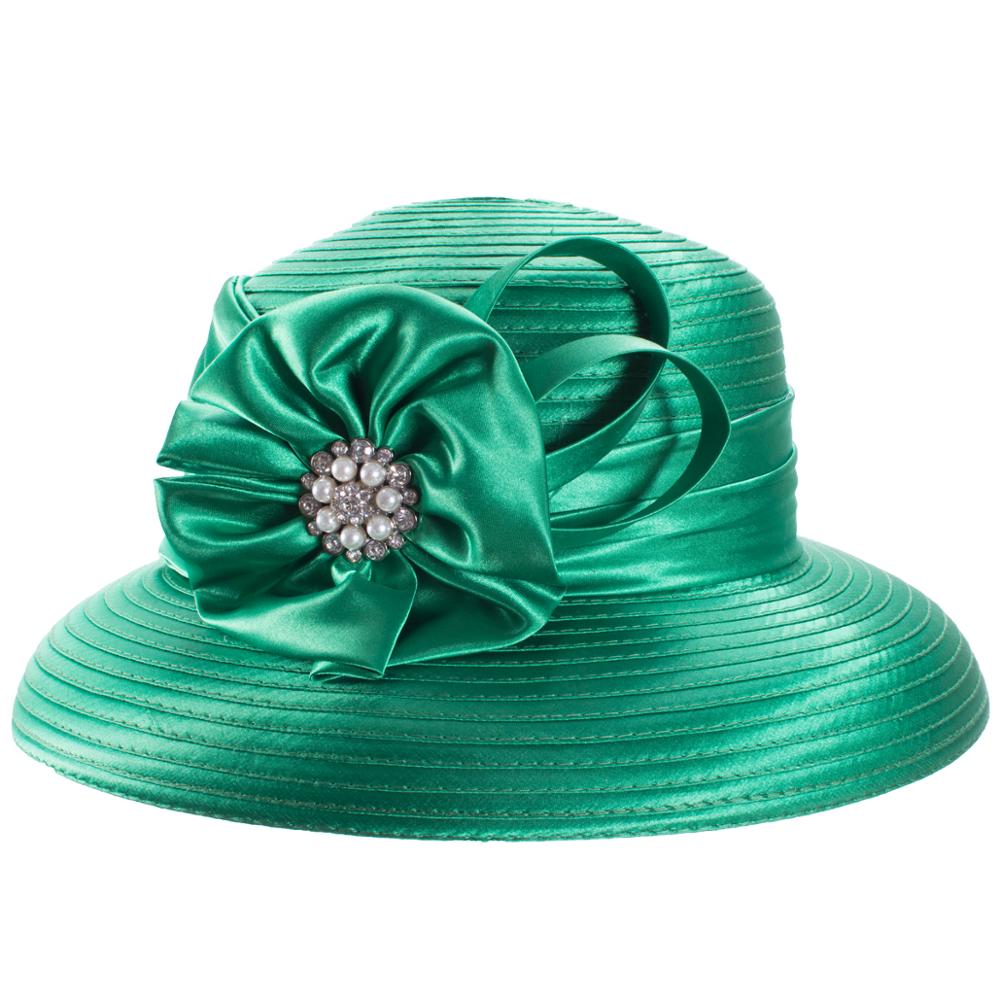 Lawliet Womens Crystal Satin Ribbon Dressy Church Couture Bridal Kentucky Derby Hat A585