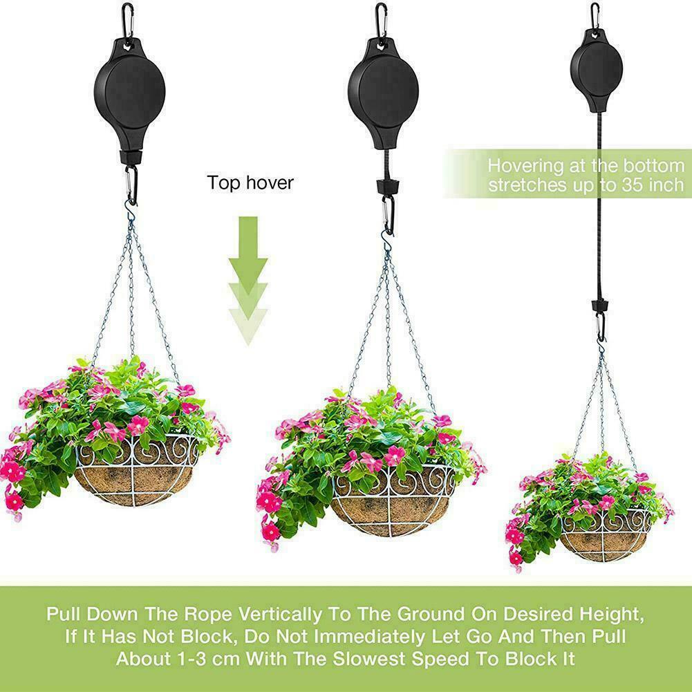 Panier suspendu rétractable à poulie, pour jardin, Pots de plantes, bassin suspendu, crochet de poulie rétractable pour serre