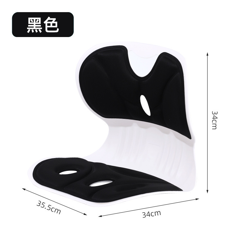 Coussin de soutien lombaire pour adultes, redresseur de dos, coussin lombaire de bureau avec dossier intégré, chaise de Correction de Posture assise: Black