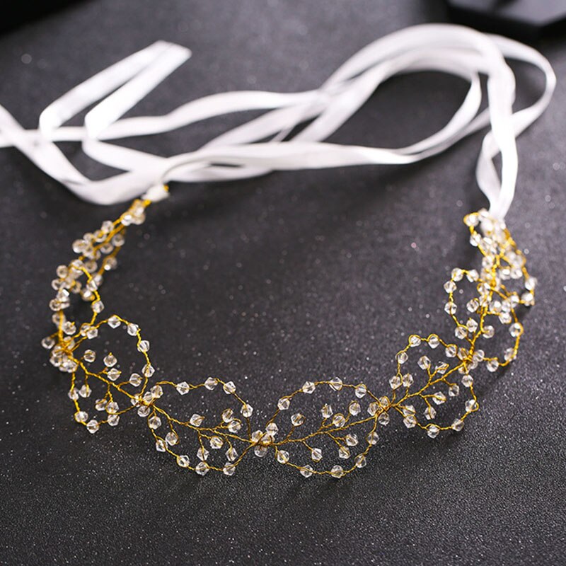 Hair Bands Pearl Wedding Hair Ornament Rhinestone Flower Women Bridal Head Decoration Handmade Crystal Hair Jewelry: A002