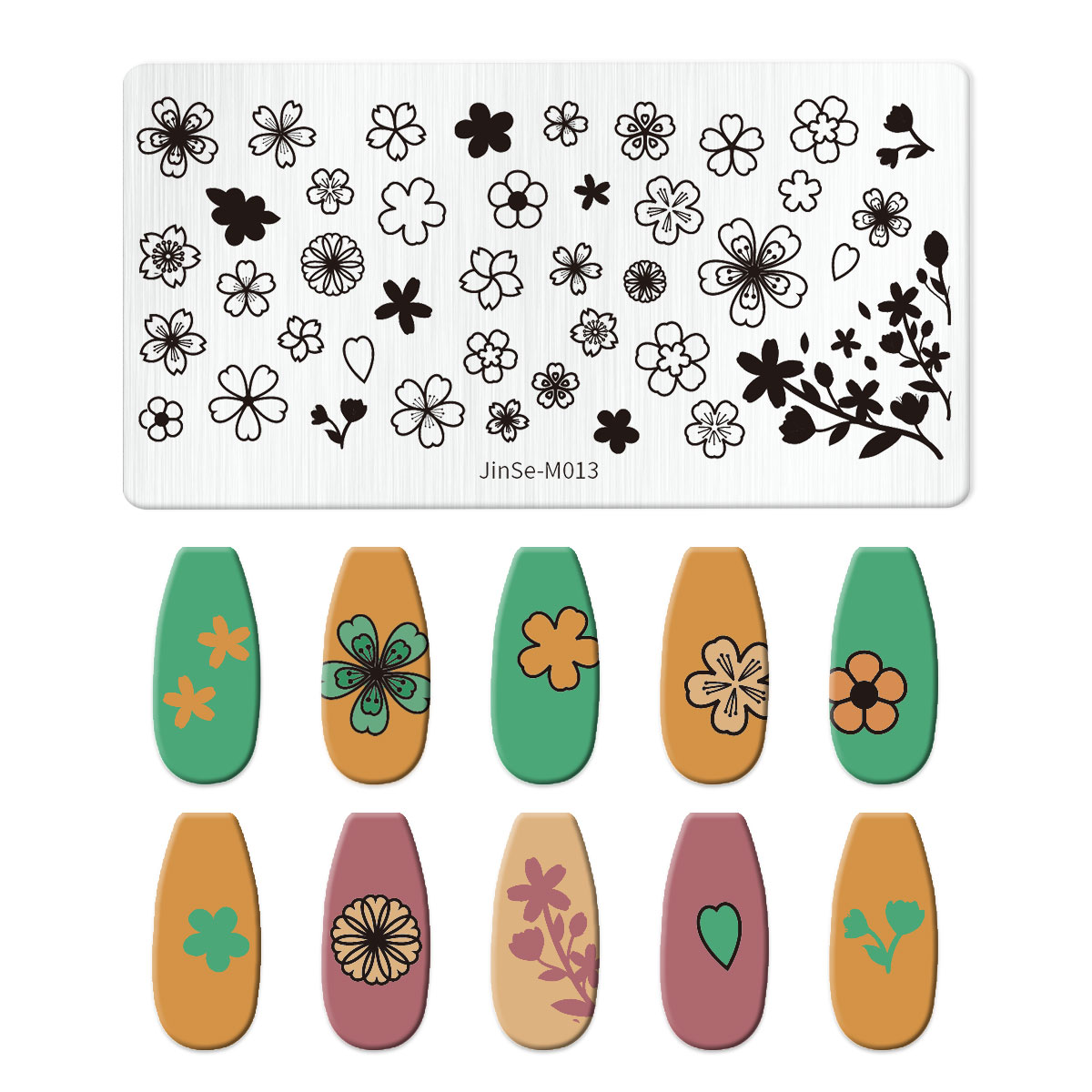 Blätter Blume Streifen Gänseblümchen Stempelplatten Lotus Rose Nagelstempel Vorlagen Aprikosen Blumendruck Schablonen Vorlagen: TRANSPARENT