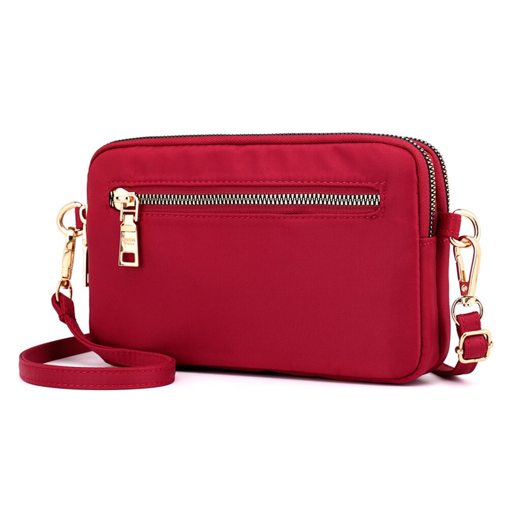 Vrouwen Mini Mobiele Tas Waterdichte Nylon Lichtgewicht slijtvaste Messenger Bag J9: wine red