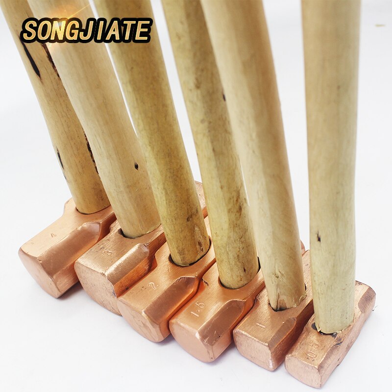 SONGJIATE Wooden handle copper, explosion proof octagonal hammer, copper hammer, hammer, small copper hammer, no spark.