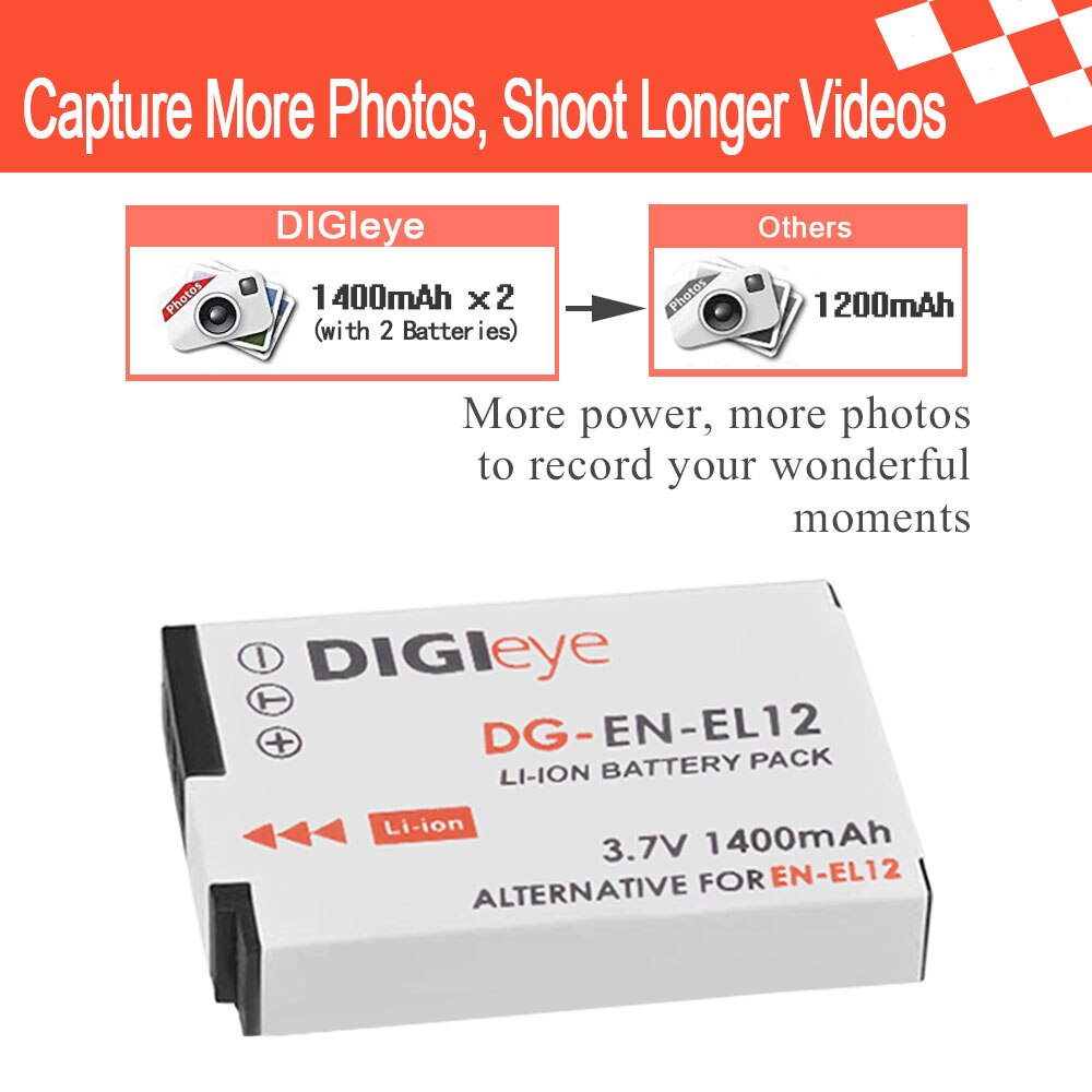 1400mAh EN-EL12 ENEL12 es EL12 batería para Nikon Coolpix A1000 B600 W300 A900 AW100 AW110 S6300 S8100 S8200 S9300 S9400 P310