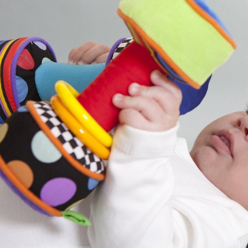 Baby legetøj krybbe kofanger newbron klud bog spædbarn rasler viden omkring multi-touch farverig sengekofanger baby legetøj 0-12 måneder