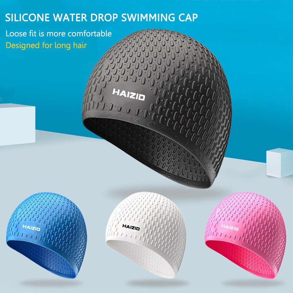 Silicone Waterproof 3D Elastic Swimming Caps For Men Women Long Hair Swimming Hat Cover Ear Bone Pool Adult Swim Cap