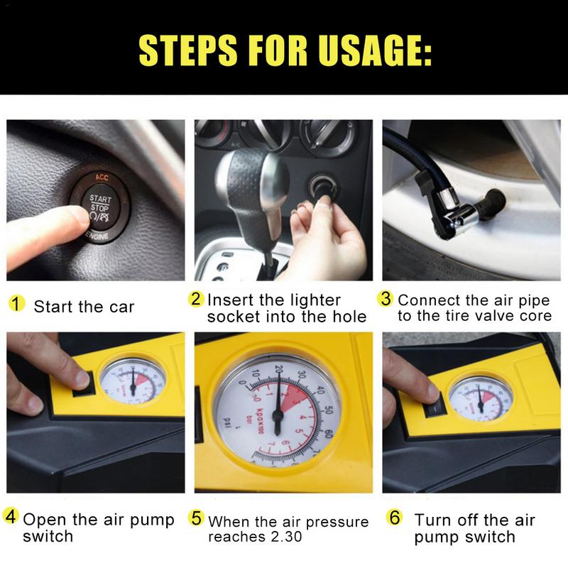 Digital Tire Inflator 12V Digital Car Tyre Inflator Electric Air Compressor Automatic Portable Pump