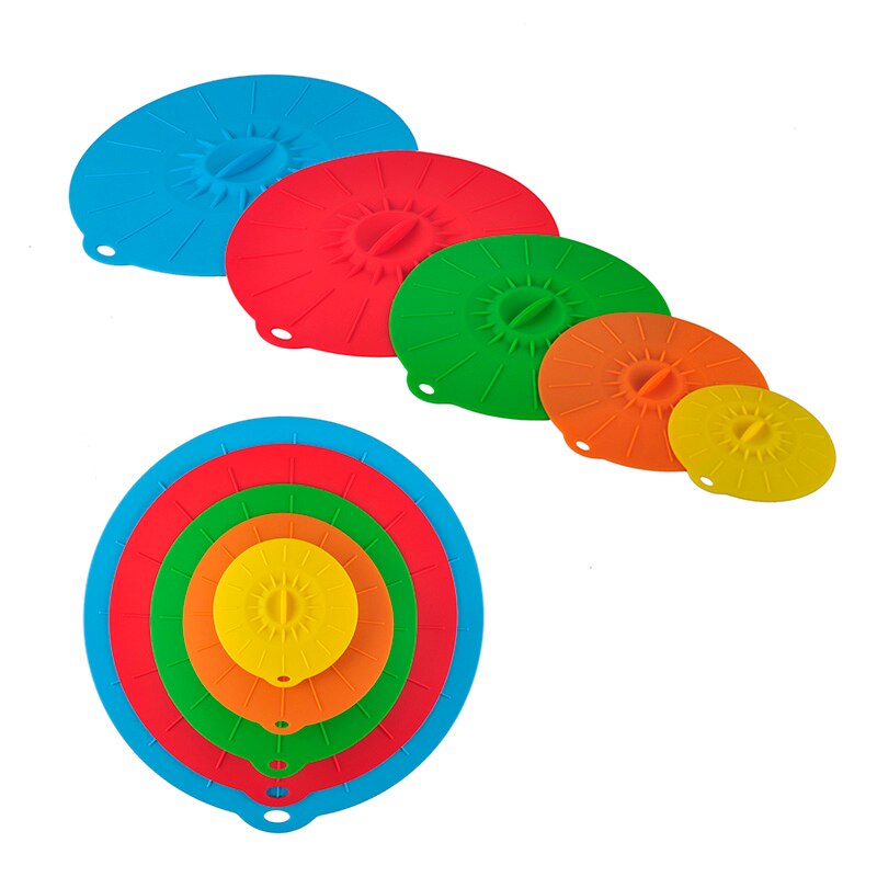 Universal Siliconen Zuig Deksel-kom Koken Pot Deksel-silicon Stretch Deksels Keuken Spill Deksel Druk Seal Stopper Klep cover