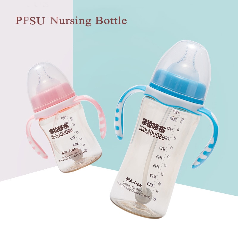 300Ml Zuigfles Stro Flessen Voor Kinderen Met Ppus Zuigfles Pasgeboren Verpleging Fles Bpa Gratis Luxe fopspeen