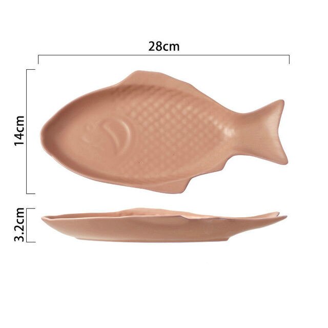 Plat en céramique en forme de poisson | Plat à boeuf de petit déjeuner assiette à Dessert mignonne de dessin animé assiette à fruits, Snack vaisselle de ménage: B-pink