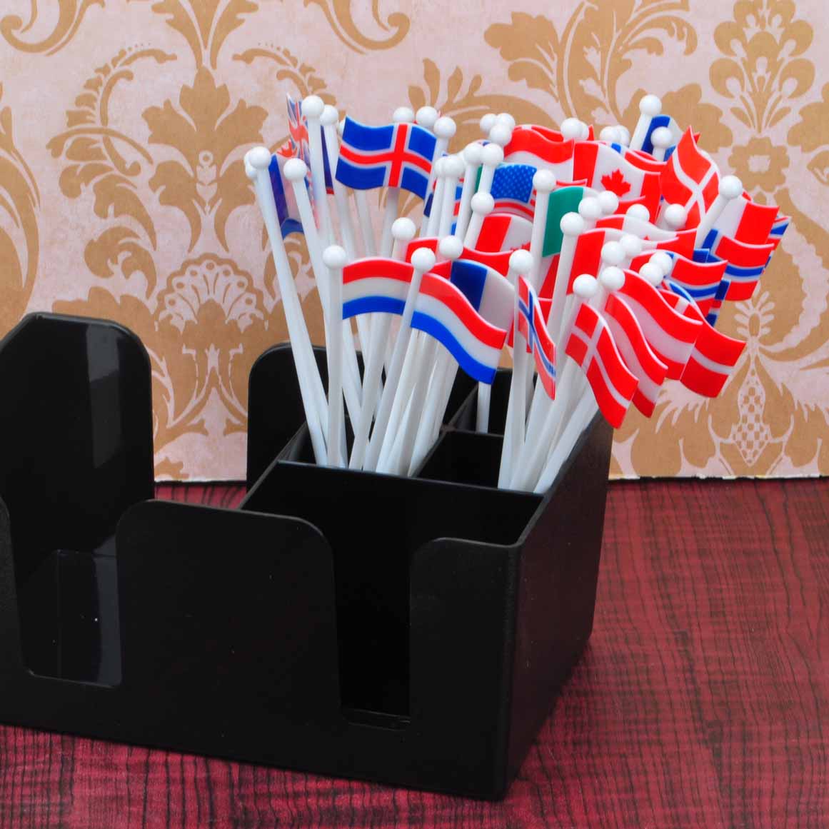 Bar barware værktøj engangs plast flag kaffe mælk te drink cocktail piskeris blanding cocktail picks pind omrøring 50pc/ parti