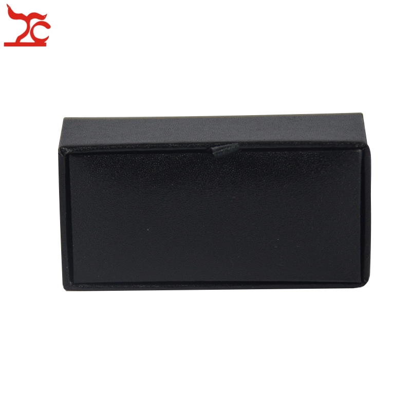 Manschettknappar paket kista svart läder manschettknappar smycken förvaring organisatör box fodral hållare 8 x 4 x 3cm