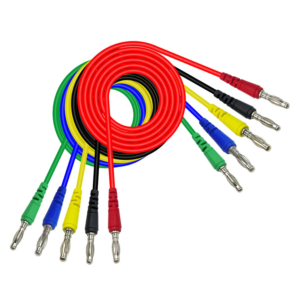 5er Set Bananenstecker-Kabel - 4mm Stecker zu Stecker - Silikon Prüfkabel