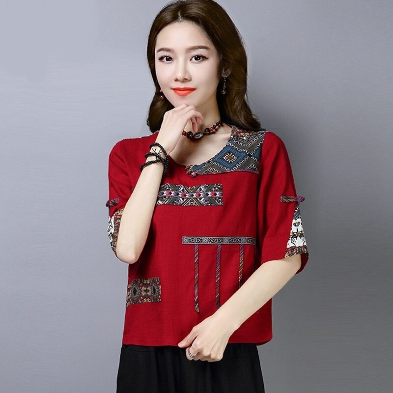 Traditionele Chinese Kleding Voor Vrouwen Tops En Blouses Linnen Shirt Oosterse Vrouwelijke Cheongsam Top China Kleding 11245
