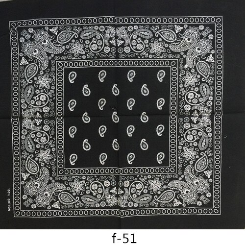 100% Katoen Koreaanse Mode Zwart Paisley Gedrukt Halsdoek Hip Hop Hoofddeksels/Haar Bandana Foulard Vierkante Sjaal Voor Vrouwen/mannen: f-51