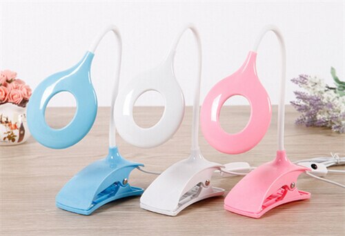 USB Clip LED lumières USB lampe de bureau enfant apprendre la protection des yeux lampe de table Clip USB lampe de chevet lampe de table cercle blanc rose bleu
