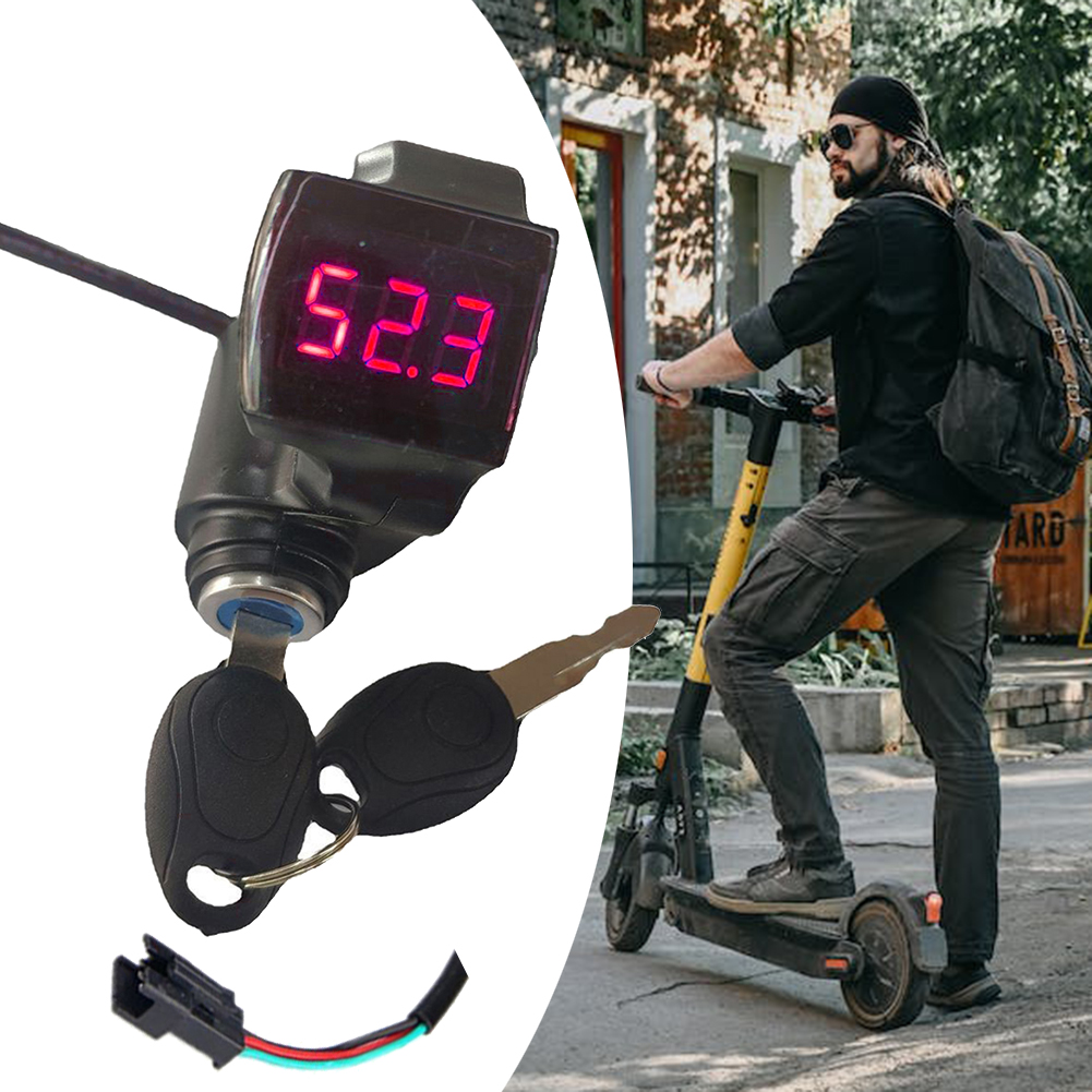 E-bike Power Switch Lock Display Thumb Throttle With Key 12V-84V Electric Scooter Handlebars Ignition Switch Key Power Lock