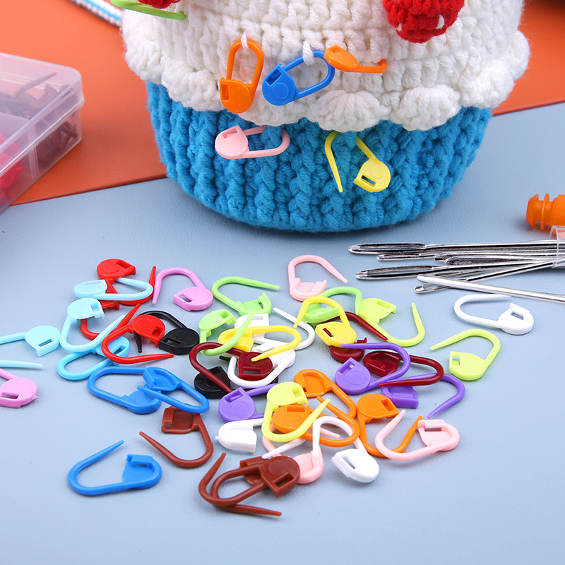 Crochet à pince à aiguille avec boîte, marqueurs de points de verrouillage mixtes, petit Clip en plastique coloré, accessoires de tricot au Crochet