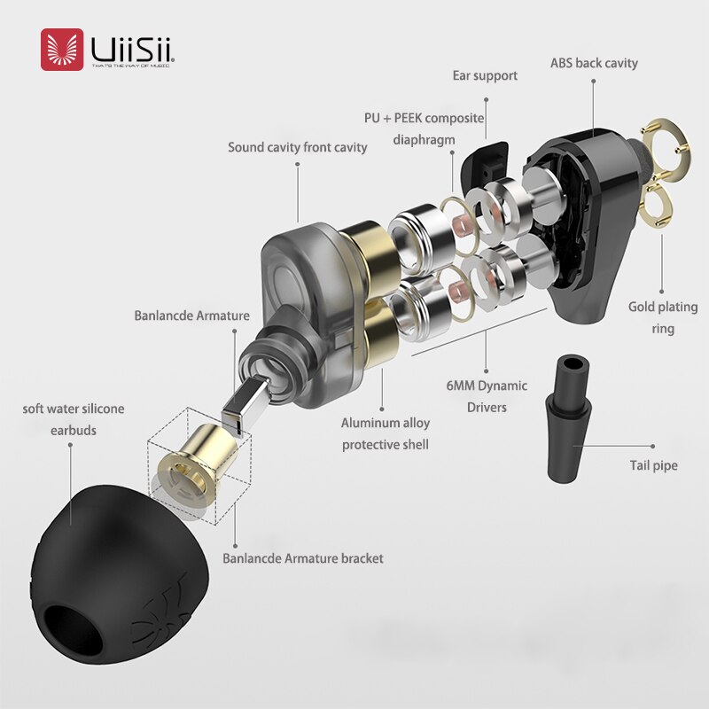 UIISII BA-T8S 2DD + 1BA 6 lecteurs technologie hybride écouteur HIFI isolation du bruit stéréo avec micro moniteur casque 100% boîte d'origine