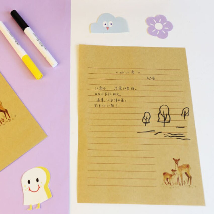 10 paquets/lot belle wapiti vintage style chinois dessin animé Animal kraft papier lettre Message carte lettre stationnaire