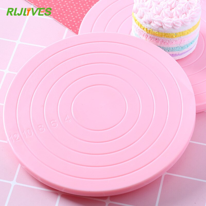 RLJLVIES 1 St 14 cm Ronde Cake Draaitafel Plastic Roze Roterende Cake Stand Plaat Bakken Revolving Decoratie Stand Platform