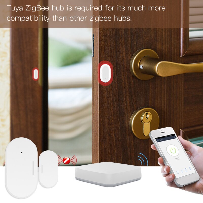 Tuya Zigbee Door Window Sensor Small Smart Home Mini Magnetic Garage Door Opening Sensor System Alarm Gate Open / Close Detector