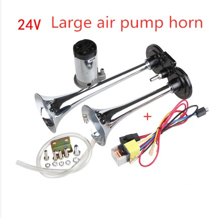 24v car truck metal double tube electric horn, air pump horn, electric control air horn, whistle horn: AP