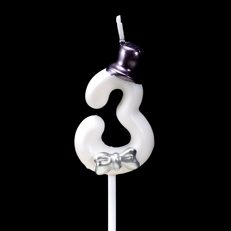 Cakelove bolos de 0 a 9 números, vela para festa de aniversário, itens para bolo, números de bolo, aniversário, festa de idade decorações: White 3