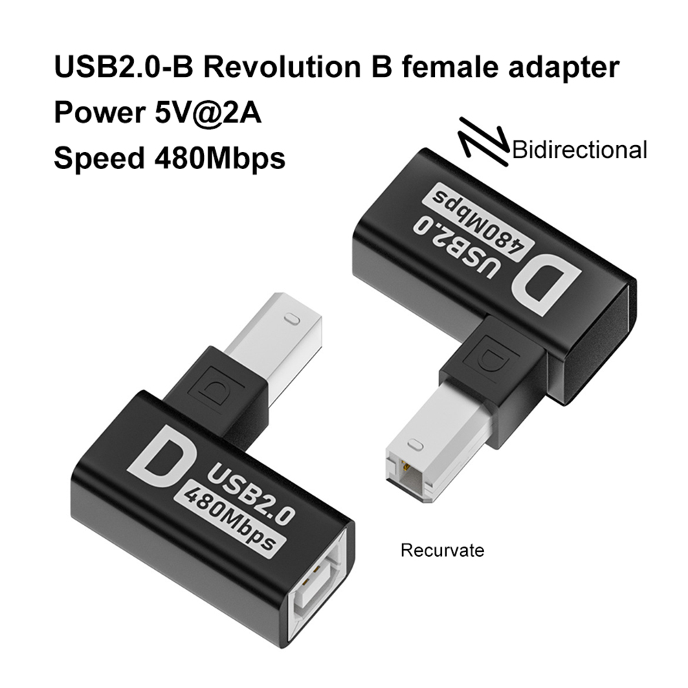 USB 2,0 Typ B Druck adapter Buchse Stecker zu Buchse Konverter 90 Grad USB B Drucker adapter Erweiterungs adapter für Druckers canner: WHITE