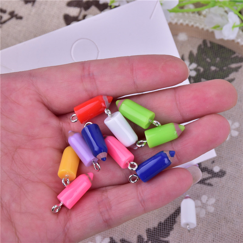 10 Uds. De dijes de cabeza de lápiz de simulación, colgantes rojos y amarillos para hacer joyería DIY, accesorios hechos a mano, pendientes, collar, pulsera