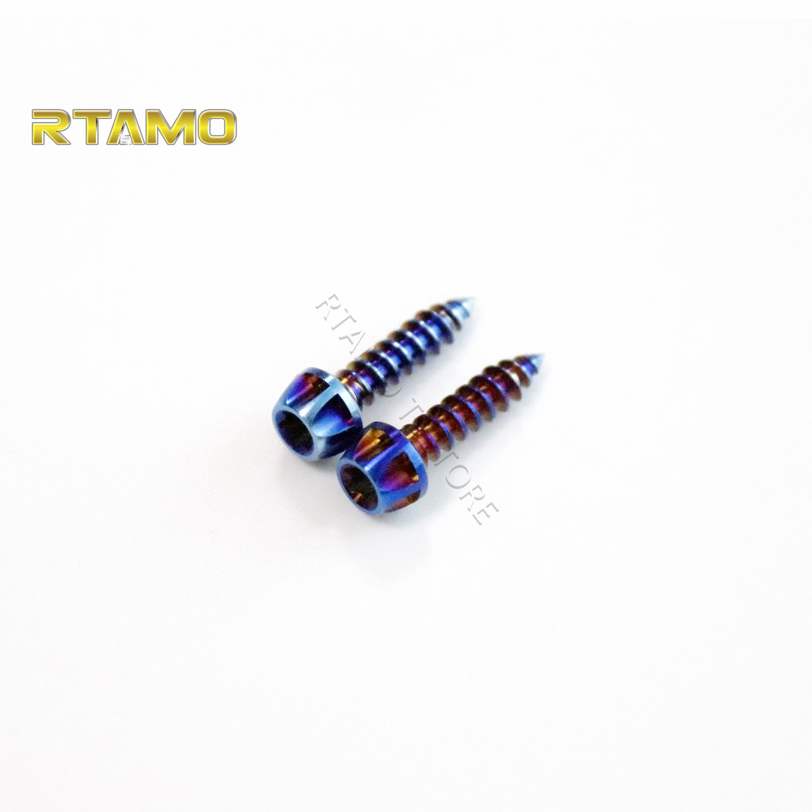 Rtamo Gr5 Titanium Alloy Rear Turn Signal Self Tapping M4 Screws Kit (2pcs) Fit Verspa Sprint 150: TypeB-Burnt Blue
