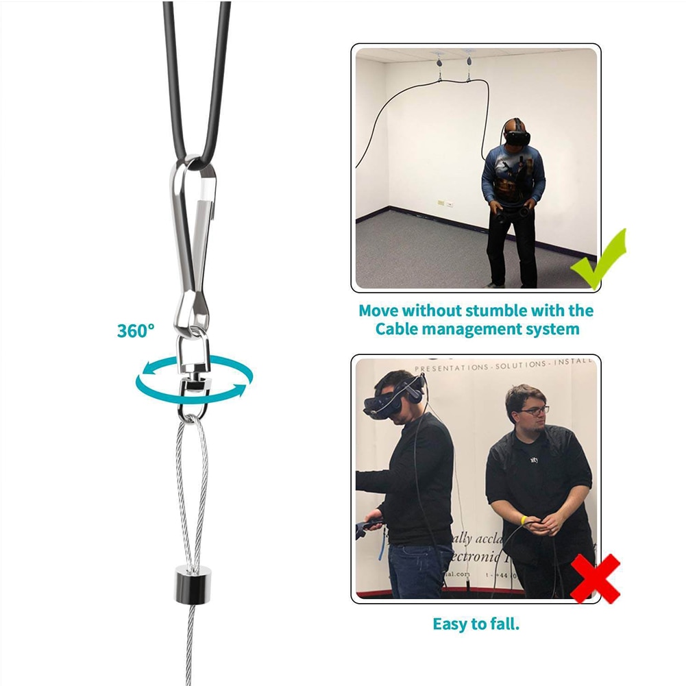 6 stk vr kabelhåndteringssystem takskivesystem vr tilbehør til htc / pro / rift / psvr / odysse