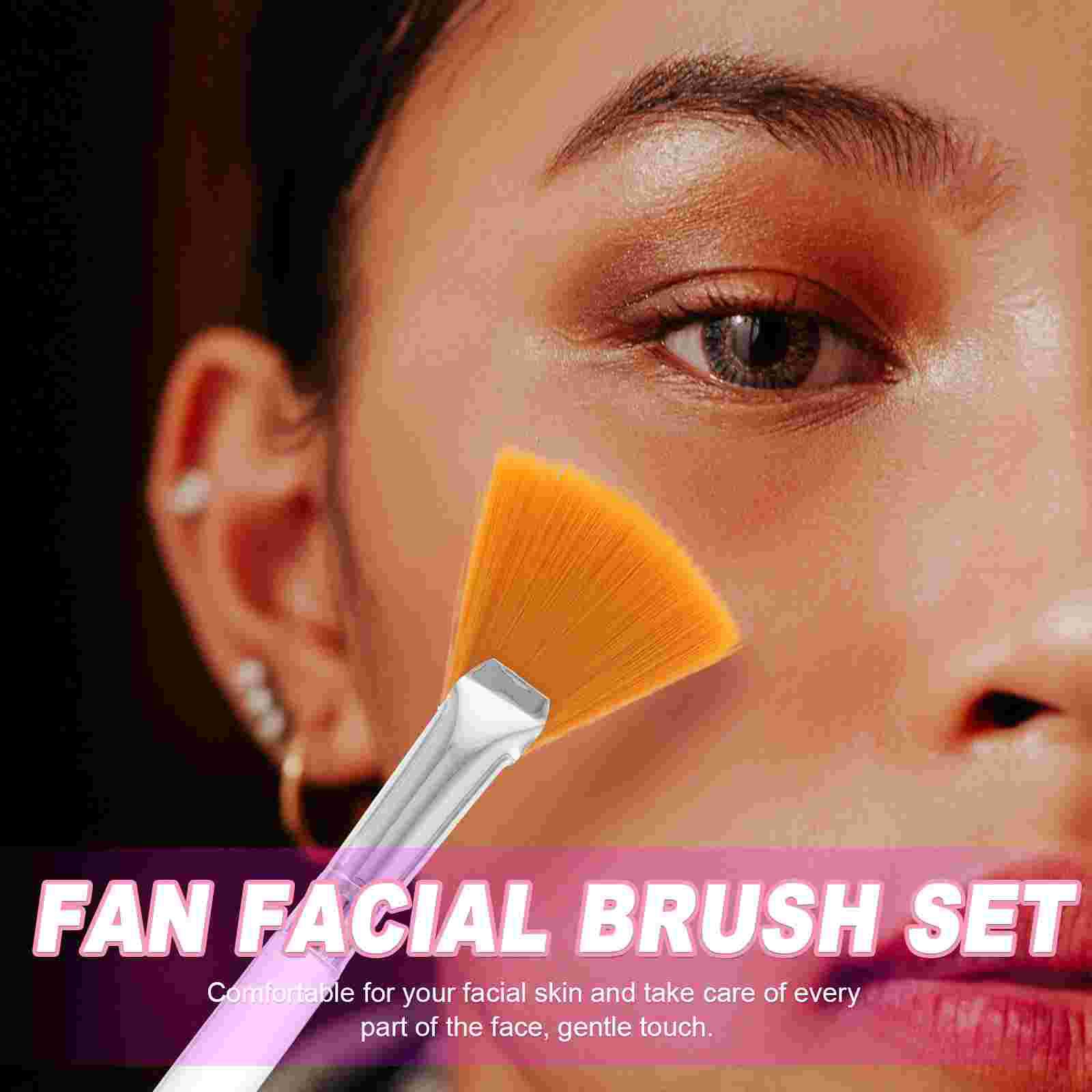 16Pcs Fan Make-Up Kwasten Cosmetische Make-Up Tools Draagbare Facial Borstels Fan Make-Up Kwasten Platte Masker Borstels Cosmetische Tool