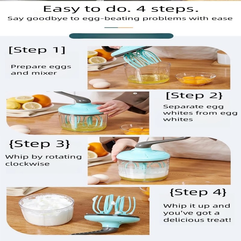 Egg Beater Hand Mixer Semi-Automatic Egg Whisk Milk Frother Handheld Egg Mixer Hand Cranked To Beat Egg Whites Baking Tool
